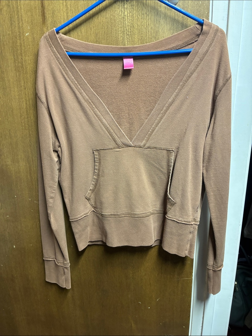 Steve & Barry's Brown V-Neck Pullover Hoodie